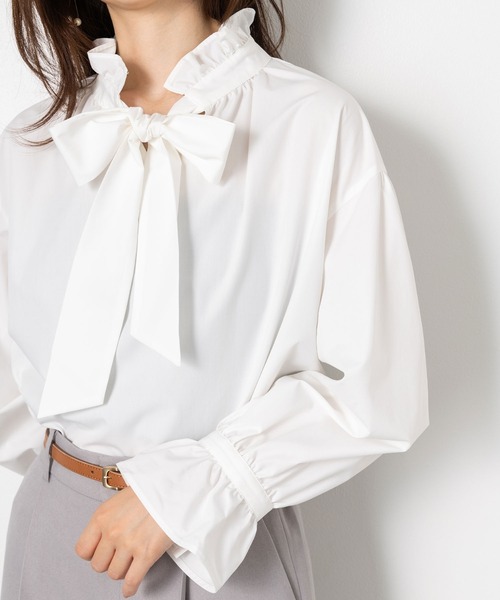 MAISONCOMFY (メゾンコンフィ)の「【ボウタイフリルブラウス】ハレの日もいつもの日も着たい上品ブラウス(シャツ/ブラウス・レディース・ネイビー/キャメル/ホワイト・L/M)」の19枚目の写真