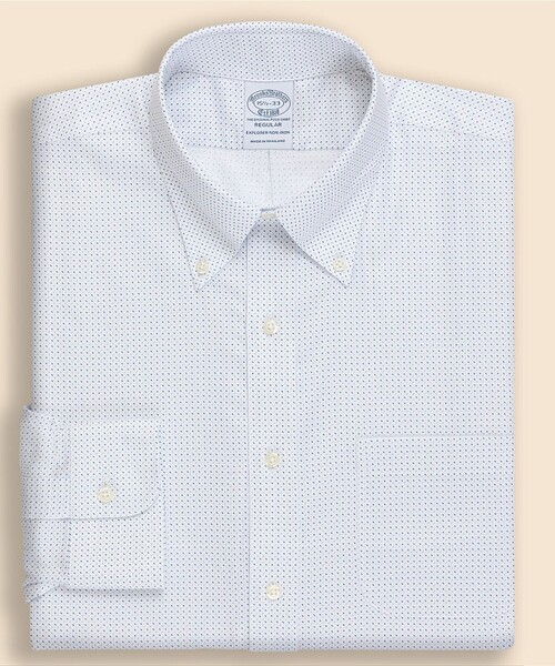 BROOKS BROTHERS(ブルックスブラザーズ)の「Brooks Brothers Explorer ノンアイロン マイクロプリント ドレスシャツ Regular Fit(シャツ/ブラウス・メンズ・ホワイト×ブルー/ブルー・14 1/2-32/14 1/2-31/15 1/2-31/16 1/2-34/15-31/15-32/15-33/17-33/15 1/2-33/16-32/15 1/2-32/16 1/2-32/16-33/16-31/16 1/2-33/17-32)」の1枚目の写真