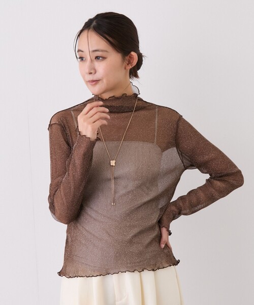 Jayro(ジャイロ)の「ラメチュールボトルネックプルオーバー(Tシャツ/カットソー・レディース・ブラウン/ブラック系その他/ホワイト系その他2/ピンク・M)」の11枚目の写真