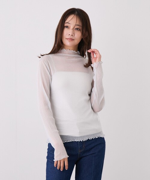 Jayro(ジャイロ)の「ラメチュールボトルネックプルオーバー(Tシャツ/カットソー・レディース・ブラウン/ブラック系その他/ホワイト系その他2/ピンク・M)」の18枚目の写真