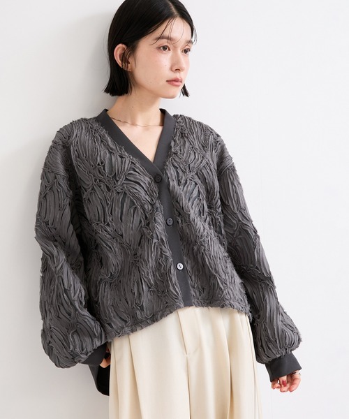le cercle ADAM ET ROPE'(ルセルクルアダムエロペ)の「バテンレースドッキングカーディガン(カーディガン/ボレロ・レディース・ブラック/グレー/オフホワイト・FREE)」の3枚目の写真