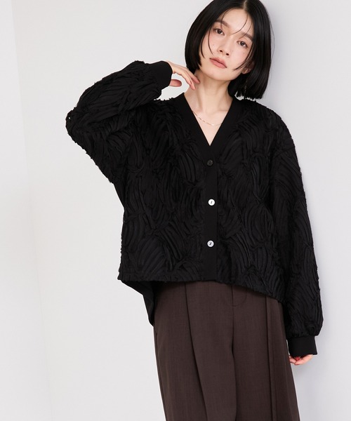 le cercle ADAM ET ROPE'(ルセルクルアダムエロペ)の「バテンレースドッキングカーディガン(カーディガン/ボレロ・レディース・ブラック/グレー/オフホワイト・FREE)」の1枚目の写真