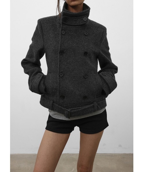 BLACKUP（ブラックアップ）の「[MADE] モルテダブルボタンスリムショートコート（その他アウター・レディース・チャコール/ブラック・MEDIUM/SMALL）」の7枚目の写真