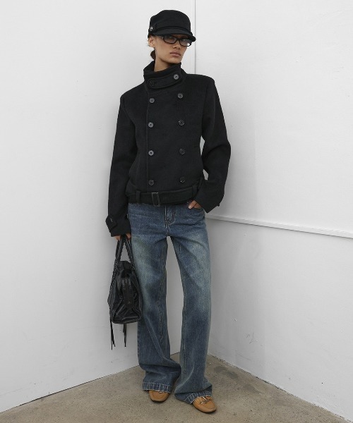 BLACKUP（ブラックアップ）の「[MADE] モルテダブルボタンスリムショートコート（その他アウター・レディース・チャコール/ブラック・MEDIUM/SMALL）」の18枚目の写真