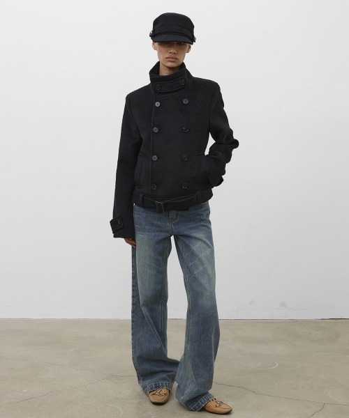 BLACKUP（ブラックアップ）の「[MADE] モルテダブルボタンスリムショートコート（その他アウター・レディース・チャコール/ブラック・MEDIUM/SMALL）」の16枚目の写真