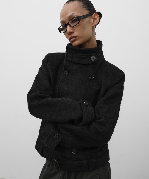 BLACKUP（ブラックアップ）の「[MADE] モルテダブルボタンスリムショートコート（その他アウター・レディース・チャコール/ブラック・MEDIUM/SMALL）」の19枚目の写真