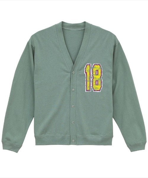 Ol' Basics（オールベーシックス）の「Ol' Basics（オール・ベーシックス） カーディガン コットン 綿 かすれナンバリング ヴィンテージライク プリント トップス アメカジ メンズ レディース ユニセックス（カーディガン/ボレロ・メンズ・ブラック/ネイビー/スモーキーグリーン系/アッシュ・L/M/XL）」の3枚目の写真