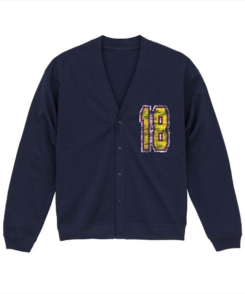 Ol' Basics（オールベーシックス）の「Ol' Basics（オール・ベーシックス） カーディガン コットン 綿 かすれナンバリング ヴィンテージライク プリント トップス アメカジ メンズ レディース ユニセックス（カーディガン/ボレロ・メンズ・ブラック/ネイビー/スモーキーグリーン系/アッシュ・L/M/XL）」の4枚目の写真