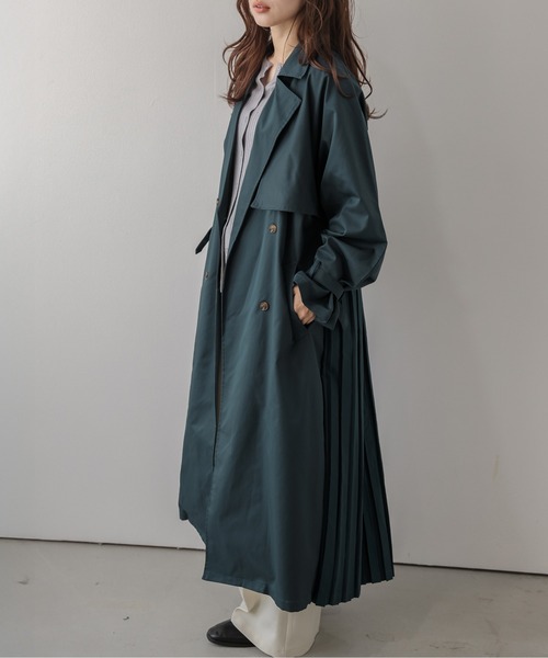 AMELY(エミリー)の「バックプリーツ/トレンチコート/ロング丈(トレンチコート・レディース・ブルーグリーン/ベージュ・フリー)」の2枚目の写真