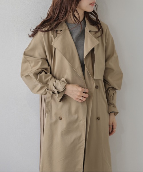 AMELY(エミリー)の「バックプリーツ/トレンチコート/ロング丈(トレンチコート・レディース・ブルーグリーン/ベージュ・フリー)」の8枚目の写真