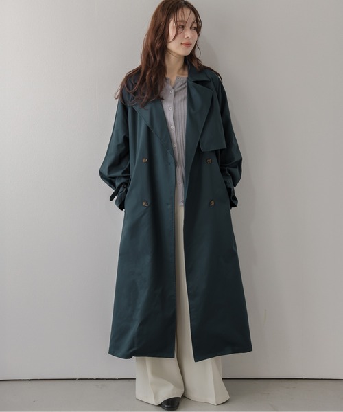 AMELY(エミリー)の「バックプリーツ/トレンチコート/ロング丈(トレンチコート・レディース・ブルーグリーン/ベージュ・フリー)」の9枚目の写真