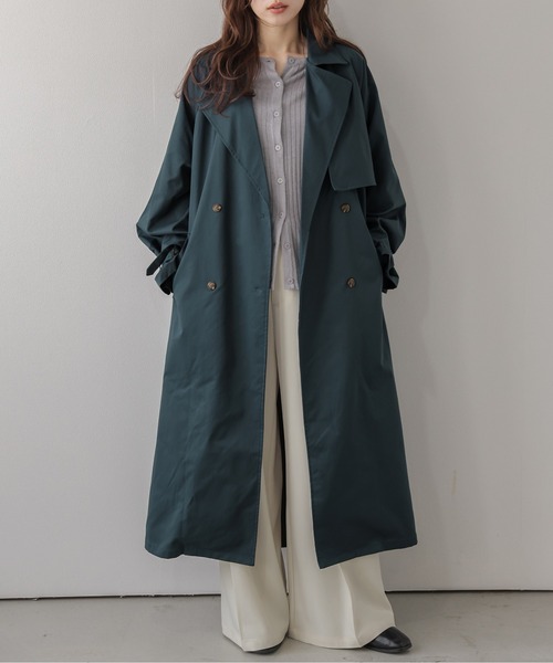 AMELY(エミリー)の「バックプリーツ/トレンチコート/ロング丈(トレンチコート・レディース・ブルーグリーン/ベージュ・フリー)」の10枚目の写真