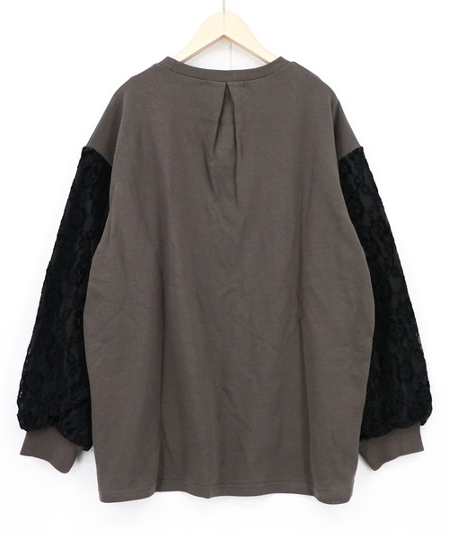 iS ScoLar(イズスカラー)の「563229:黒猫コラージュ柄 袖レース重ねプルオーバー(Tシャツ/カットソー・レディース・オートミール/チャコールグレー/ブラウン・M)」の14枚目の写真