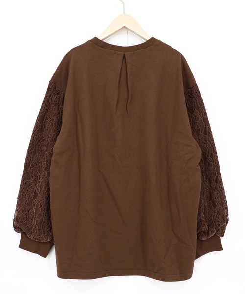 iS ScoLar(イズスカラー)の「563229:黒猫コラージュ柄 袖レース重ねプルオーバー(Tシャツ/カットソー・レディース・オートミール/チャコールグレー/ブラウン・M)」の16枚目の写真