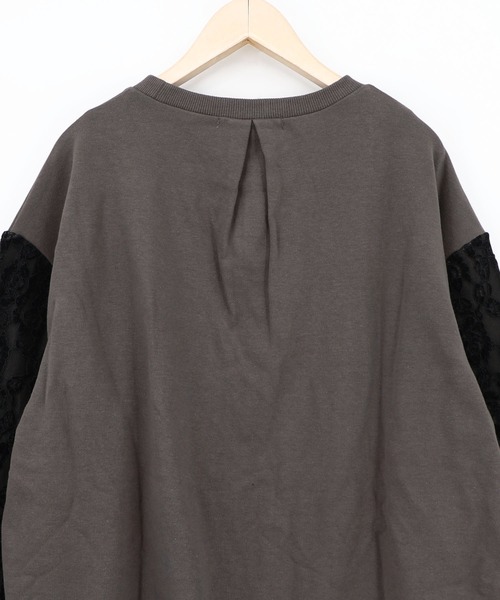 iS ScoLar(イズスカラー)の「563229:黒猫コラージュ柄 袖レース重ねプルオーバー(Tシャツ/カットソー・レディース・オートミール/チャコールグレー/ブラウン・M)」の22枚目の写真