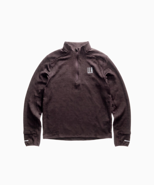 LIMELIGHT APPAREL(ライムライトアパレル)の「アスリット ハーフジップアップ ランニング ロングスリーブ (ブラウン/グレー)(Tシャツ/カットソー・メンズ・その他・SMALL/MEDIUM/LARGE/X-LARGE/XX-LARGE)」の1枚目の写真