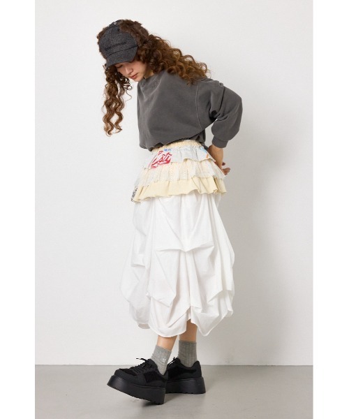 RODEO CROWNS WIDE BOWL(ロデオクラウンズワイドボウル)の「カスタムフリルティアードスカート(スカート・レディース・レディッシュグレー/ブラック系その他/ホワイト系その他・FREE)」の15枚目の写真