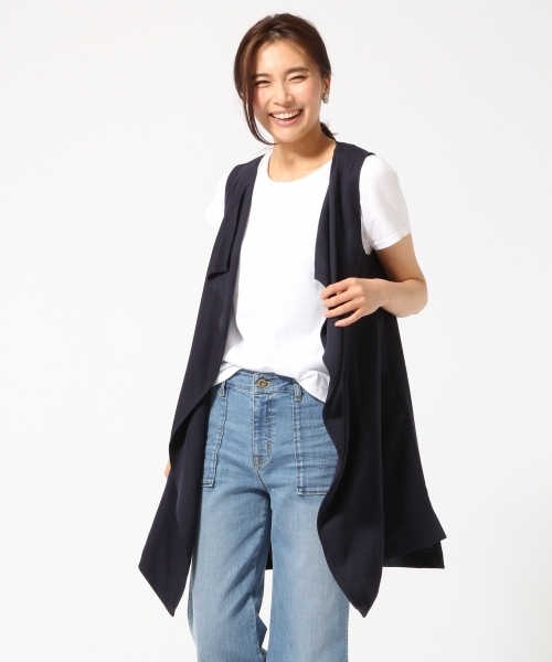 GLOBAL WORK（グローバルワーク）の「ニュアンスロングベスト/709004（ベスト・レディース・カーキ/ベージュ/ネイビー・FREE）」の3枚目の写真