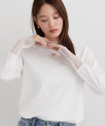 重ね着もおすすめ!チュール切替カットソー