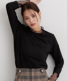 チュールドット切替カットソー
