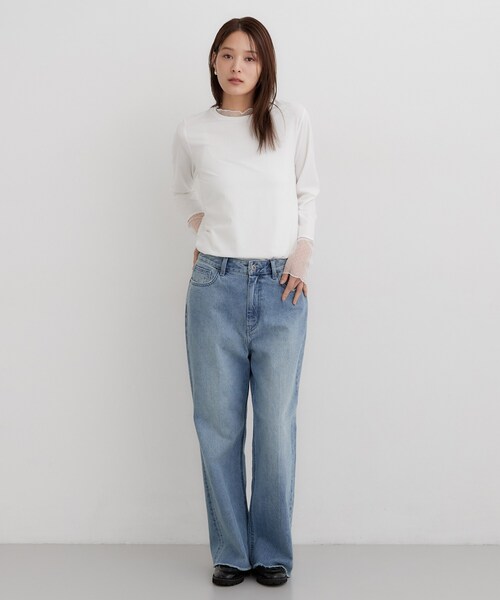 THE SHOP TK (ザ ショップ ティーケー )の「チュールドット切替カットソー(Tシャツ/カットソー・レディース・オフホワイト/ダークブラウン/ブラック・12/13)」の9枚目の写真