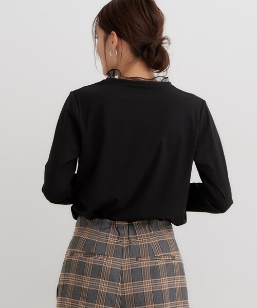 THE SHOP TK (ザ ショップ ティーケー )の「チュールドット切替カットソー(Tシャツ/カットソー・レディース・オフホワイト/ダークブラウン/ブラック・12/13)」の6枚目の写真