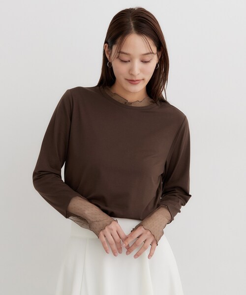 THE SHOP TK (ザ ショップ ティーケー )の「チュールドット切替カットソー(Tシャツ/カットソー・レディース・オフホワイト/ダークブラウン/ブラック・12/13)」の21枚目の写真