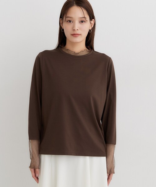 THE SHOP TK (ザ ショップ ティーケー )の「チュールドット切替カットソー(Tシャツ/カットソー・レディース・オフホワイト/ダークブラウン/ブラック・12/13)」の17枚目の写真