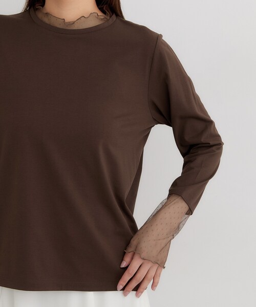 THE SHOP TK (ザ ショップ ティーケー )の「チュールドット切替カットソー(Tシャツ/カットソー・レディース・オフホワイト/ダークブラウン/ブラック・12/13)」の13枚目の写真