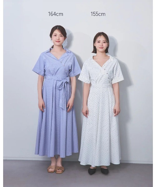 LANTINAM（ランティナム）の「オープカラーシャツワンピース／ウエストリボン × インナーペチコート付き（ワンピース・レディース・ストライプ/ドット・FREE）」の11枚目の写真