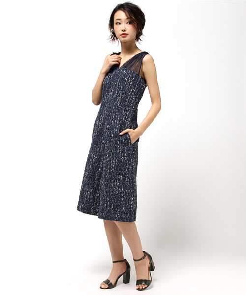 FIGARO Paris(フィガロパリ)の「ツイード コンビネゾン◆(つなぎ/オールインワン・レディース・ネイビー/イエロー・38/36)」の2枚目の写真