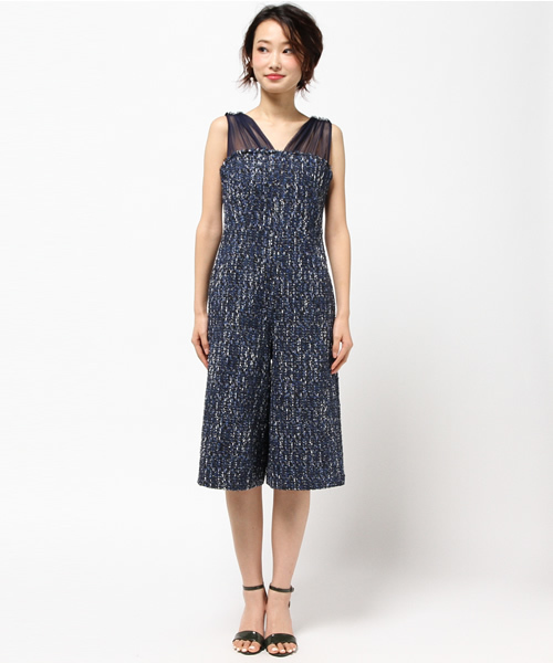 FIGARO Paris(フィガロパリ)の「ツイード コンビネゾン◆(つなぎ/オールインワン・レディース・ネイビー/イエロー・38/36)」の3枚目の写真