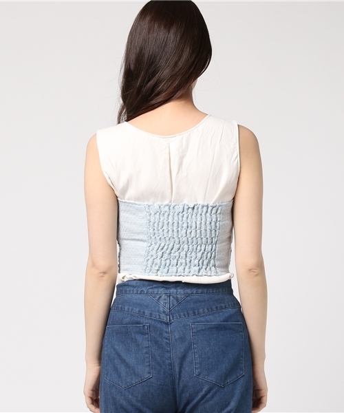 Khaju(カージュ)の「Khaju:ツイードビスチェ(シャツ/ブラウス・レディース・グレー/ライトブルー・ONE SIZE)」の5枚目の写真