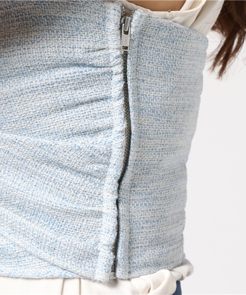 Khaju(カージュ)の「Khaju:ツイードビスチェ(シャツ/ブラウス・レディース・グレー/ライトブルー・ONE SIZE)」の7枚目の写真