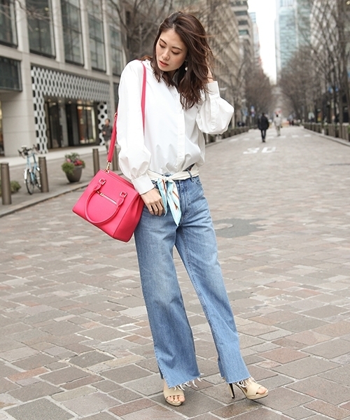 Andemiu（アンデミュウ）の「【小顔MAKE】スタイルセレクトブラウス757655（シャツ/ブラウス・レディース・ライトブルー/ベージュ/ホワイト・FREE/F/フリー）」の5枚目の写真