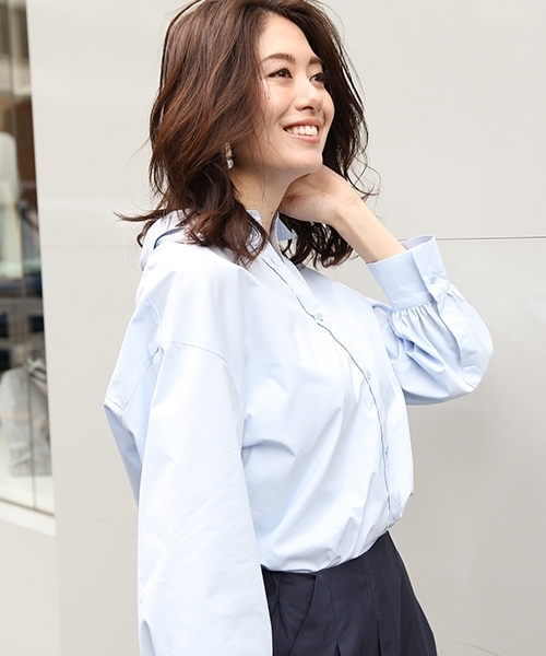 Andemiu（アンデミュウ）の「【小顔MAKE】スタイルセレクトブラウス757655（シャツ/ブラウス・レディース・ライトブルー/ベージュ/ホワイト・FREE/F/フリー）」の11枚目の写真