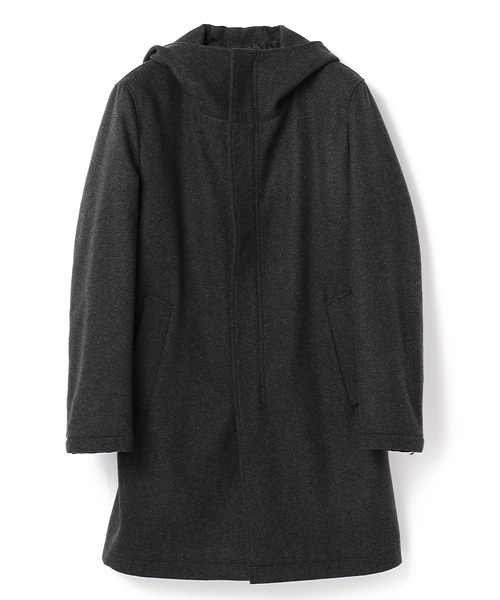 ESSENTIAL GARMENT MEN'S BIGI(エッセンシャルガーメントメンズビギ)の「フーデッドコート/ウールメルトン(チェスターコート・メンズ・チャコールグレー/ネイビー/カーキ・L/M/SS/S)」の4枚目の写真
