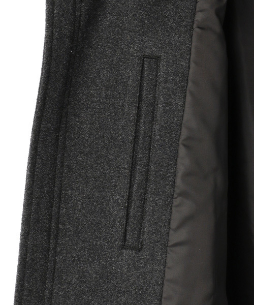 ESSENTIAL GARMENT MEN'S BIGI(エッセンシャルガーメントメンズビギ)の「フーデッドコート/ウールメルトン(チェスターコート・メンズ・チャコールグレー/ネイビー/カーキ・L/M/SS/S)」の14枚目の写真