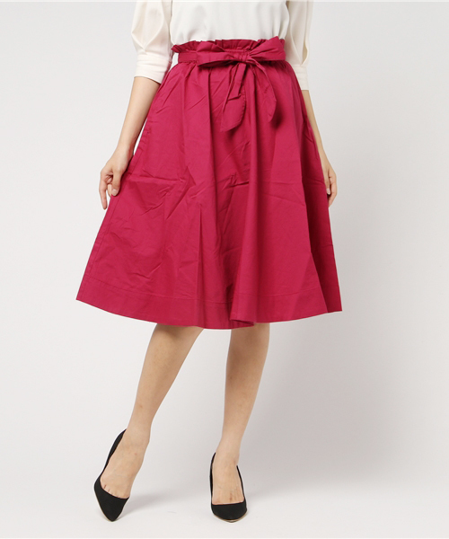 POU DOU DOU（プードゥドゥ）の「リボンベルトフレアースカート（スカート・レディース・ピンク/グリーン/ネイビー/ブルー系その他・3）」の4枚目の写真