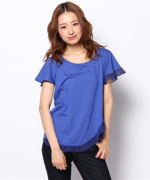 And A（アンドエー）の「袖フリルＴシャツ（Tシャツ/カットソー・レディース・ホワイト/グレー/ブルー・38）」の3枚目の写真