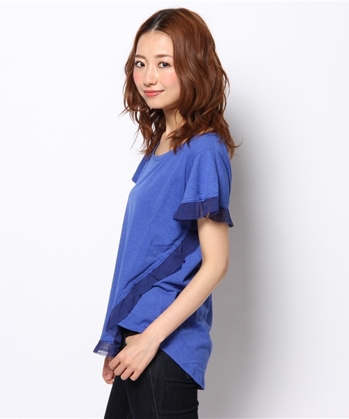 And A（アンドエー）の「袖フリルＴシャツ（Tシャツ/カットソー・レディース・ホワイト/グレー/ブルー・38）」の4枚目の写真