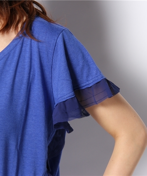 And A（アンドエー）の「袖フリルＴシャツ（Tシャツ/カットソー・レディース・ホワイト/グレー/ブルー・38）」の9枚目の写真