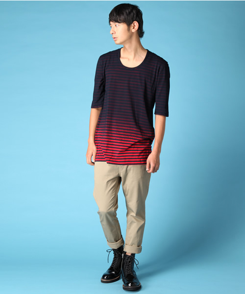 MIDWEST（ミッドウエスト）の「DIET BUTCHER SLIM SKIN×MIDWEST　別注グラデーションＴシャツ（Tシャツ/カットソー・メンズ・ブルー/ブラウン/レッド・FREE）」の8枚目の写真