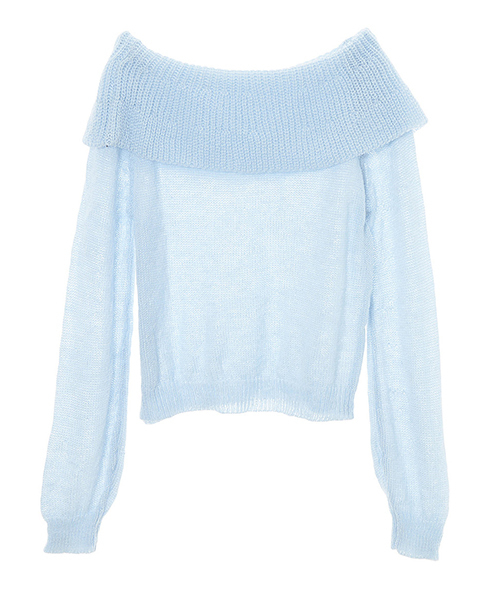 Color（カラー）の「フリルカラーニット（ニット/セーター・レディース・ホワイト/ベージュ/サックスブルー/ベビーピンク・MEDIUM）」の4枚目の写真