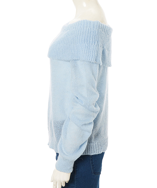 Color（カラー）の「フリルカラーニット（ニット/セーター・レディース・ホワイト/ベージュ/サックスブルー/ベビーピンク・MEDIUM）」の10枚目の写真