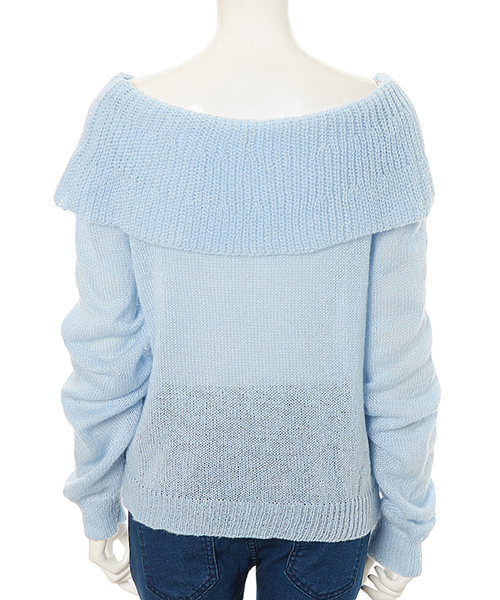 Color（カラー）の「フリルカラーニット（ニット/セーター・レディース・ホワイト/ベージュ/サックスブルー/ベビーピンク・MEDIUM）」の6枚目の写真