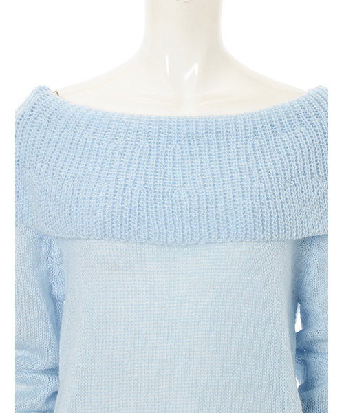 Color（カラー）の「フリルカラーニット（ニット/セーター・レディース・ホワイト/ベージュ/サックスブルー/ベビーピンク・MEDIUM）」の5枚目の写真