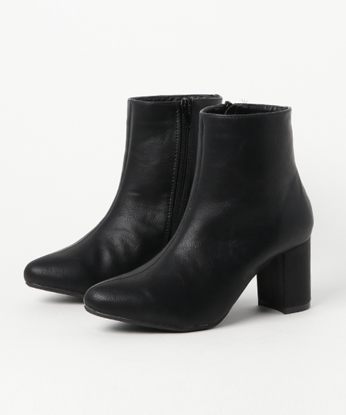 KOBE LETTUCE(コウベレタス)の「内側Zip☆太ヒールショートブーツ(ブーツ・レディース・グレー/ブラック/ワイン/ブラック系その他/ベージュ系その他・LL/L/M/S)」の2枚目の写真