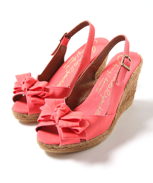 Khaju（カージュ）の「★★GAIMO:フロントリボンウェッジサンダル □（サンダル・レディース・ピンク/ネイビー・35/36/37/38）」の3枚目の写真