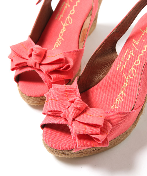 Khaju（カージュ）の「★★GAIMO:フロントリボンウェッジサンダル □（サンダル・レディース・ピンク/ネイビー・35/36/37/38）」の6枚目の写真